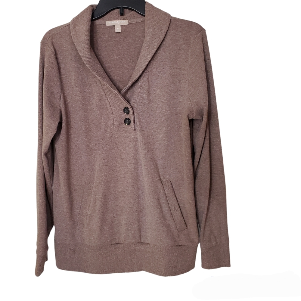Banana Republic Brown Shawl-Neck Sweater Medium